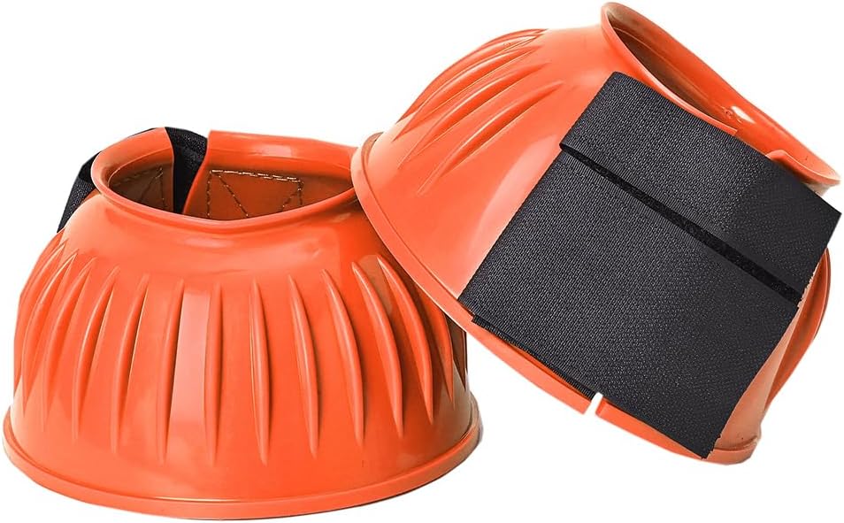 HILASON Western Horse Rubber PVC Ribbed Double Hook and Loop Bell Boots Training Protective Shock Absorbing Leg - Image 10