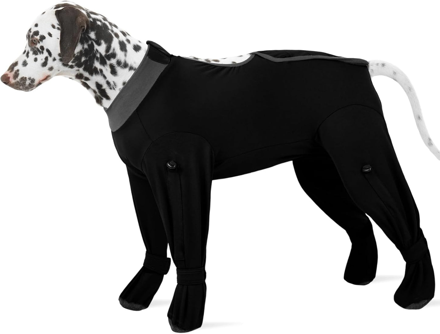 ROZKITCH Dog Recovery Suit After Surgery, Prevent Licking & Shedding, Dog E-Collar Alternative Four-Sleeve with Adjustable Leg Drawstrings & Belly Access, Post-Surgery Bodysuit for Medium Dogs Black M - Image 10