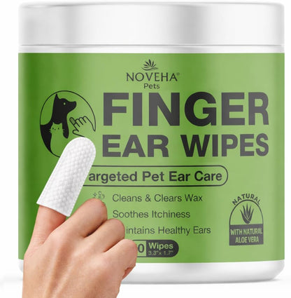 NOVEHA 150PCs Dog Ear Cleaner Wipes, Daily Ear Cleaner for Dogs & Cats - Stop Ear Itching with Aloe, Eucalyptus & Witch Hazel Ear Wipes for Dogs - for Odor Control, Dirt and Wax Removal, Unscented - Image 11