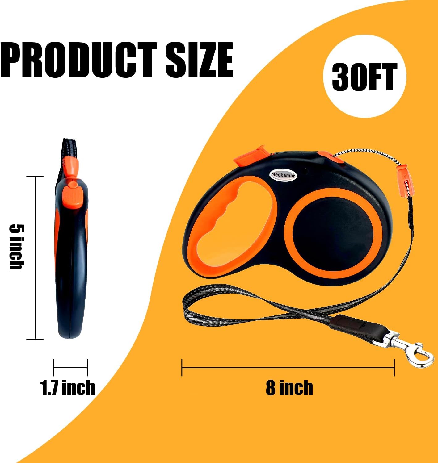 Side profile of Meekamar 30ft heavy duty dog leash