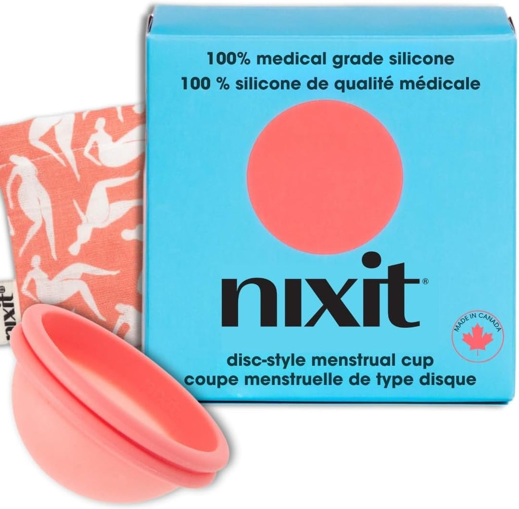 Nixit Menstrual Disc front view of the circular silicone period product.
