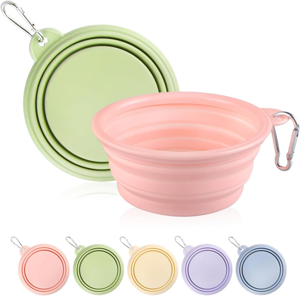 Collapsible Dog Bowls 2-Pack, Portable Travel Dog Bowl with Carabiner, Food-Grade Silicone Pet Bowl for Hiking, Walking (Macaron Pink and Violet) - Image 11