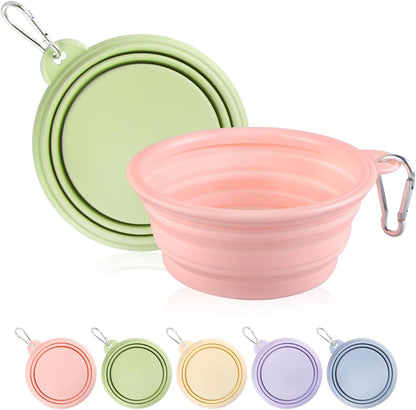 Collapsible Dog Bowls 2-Pack, Portable Travel Dog Bowl with Carabiner, Food-Grade Silicone Pet Bowl for Hiking, Walking (Macaron Pink and Violet) - Image 11
