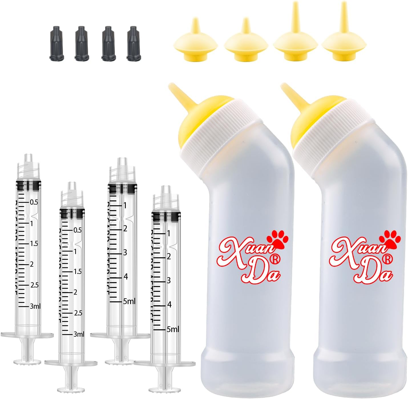Kitten Nursing Nipple with Syringe, Wide Mouth Angled Puppy Feeding Bottles, with Ventilation Valve Resistant Tearing for Puppies, Kittens, Rabbit, Small Wildlife (M Nipple,Pink) - Image 10