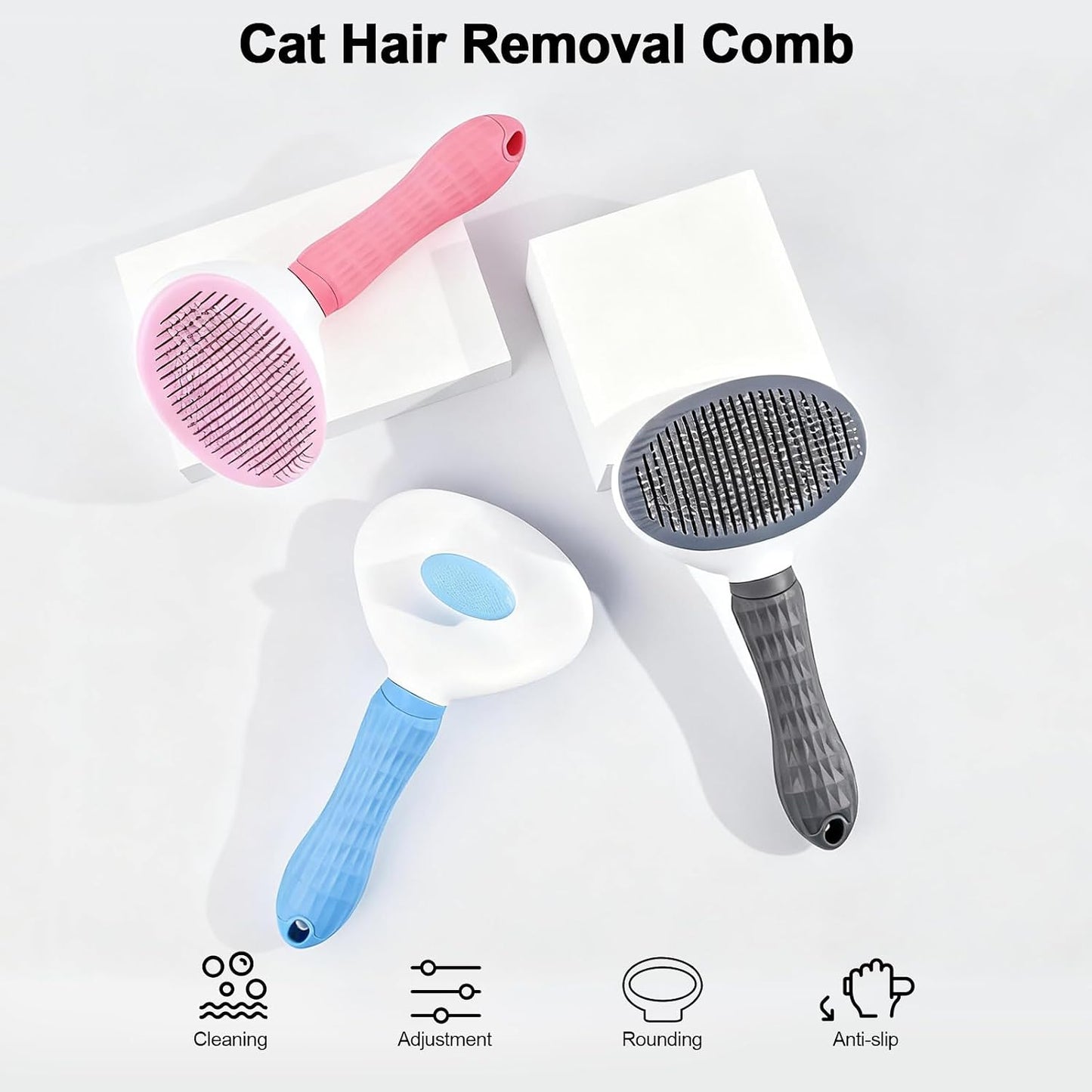 Demonstration of removing fur from slicker brush with button