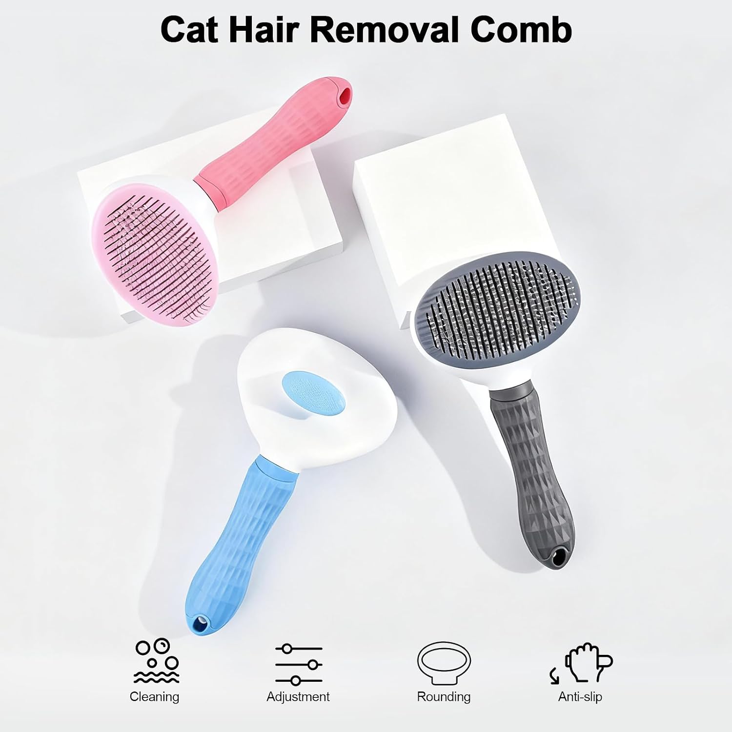 Demonstration of removing fur from slicker brush with button