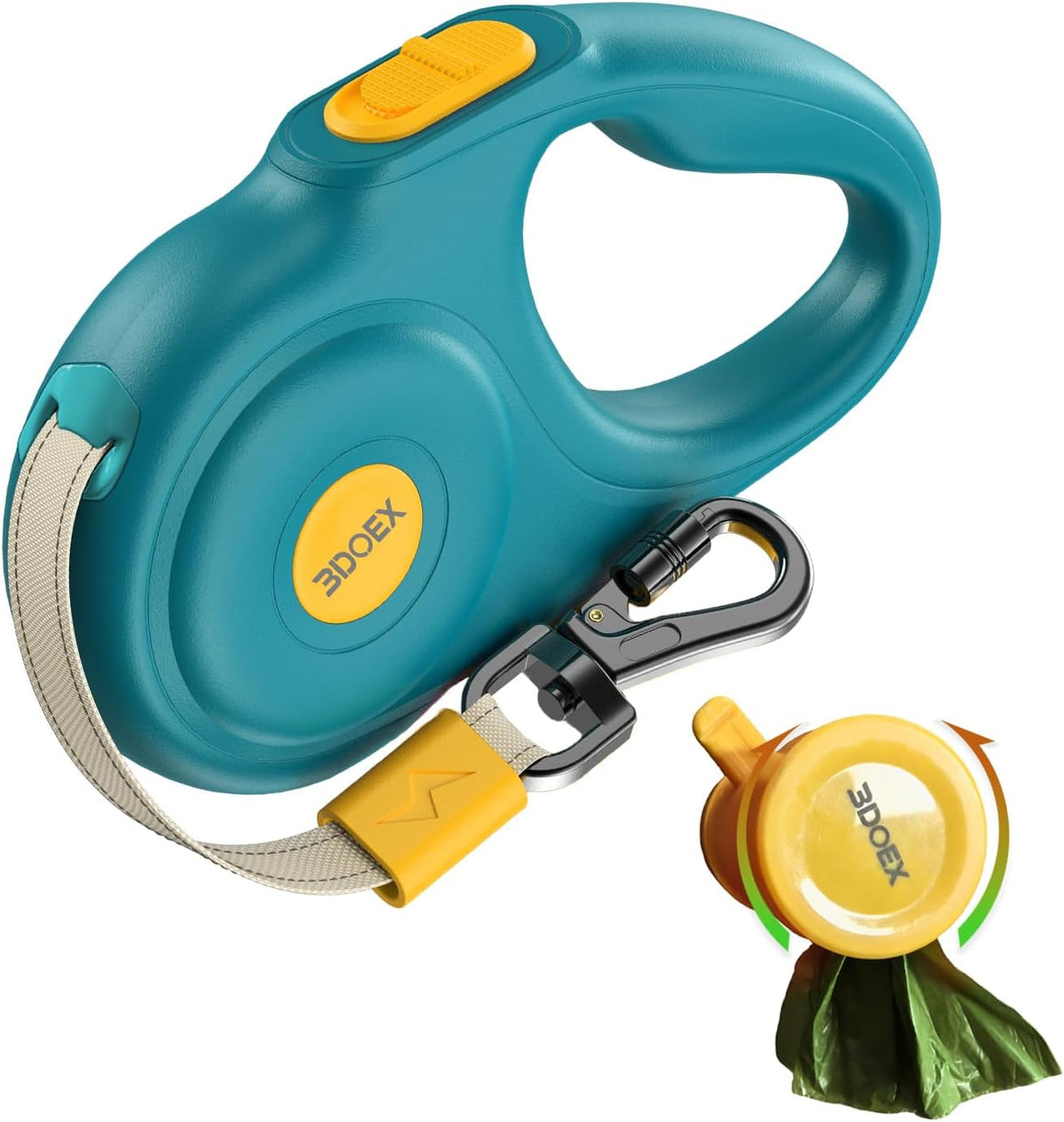 Retractable Dog Leash 16FT for Small & Medium Dogs, Sturdy Heavy-Duty Nylon Tape with Secure Locking Carabiner & Poop Bag Holder, Smooth One-Hand Control, Anti-Slip Handle, Tangle-Free Design (Blue) - Image 10