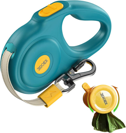 Retractable Dog Leash 16FT for Small & Medium Dogs, Sturdy Heavy-Duty Nylon Tape with Secure Locking Carabiner & Poop Bag Holder, Smooth One-Hand Control, Anti-Slip Handle, Tangle-Free Design (Blue) - Image 10