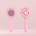 Generic Flower Pet Self Cleaning Brush front view showing pink sunflower design
