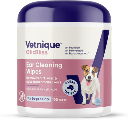 Vetnique Oticbliss Medicated Dog Ear Wipes, Dog & Cat Ear Cleaner Yeast, & Ear Infection Treatment with Hydrocortisone, Antibacterial & Antifungal for Itchy Ears (Medicated Ear Wipes) - Image 11