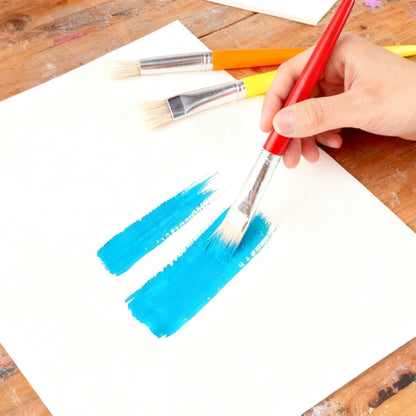 DAJING 8 Pack Chunky Paint Brushes for Kids front view showing assorted round and flat colored tips.