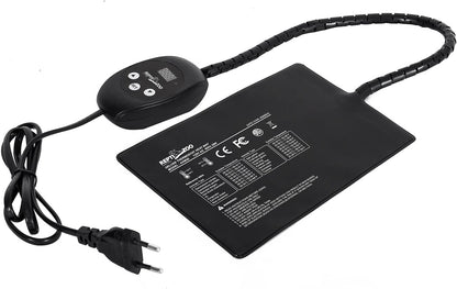 Side view of Repti Zoo terrarium heater with thermostat