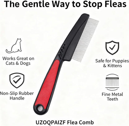 Close up of premium rust resistant flea and tick removal comb teeth.
