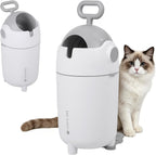 Linashi 12L Cat Litter Trash Can front view white and gray