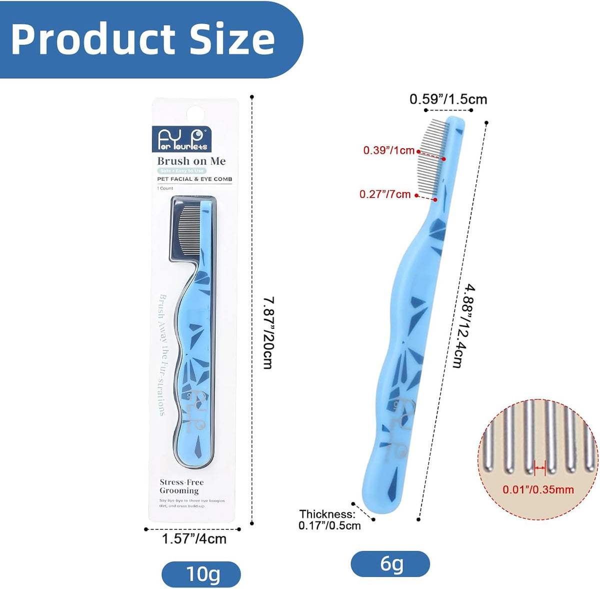 Curved small dog grooming comb for facial hair