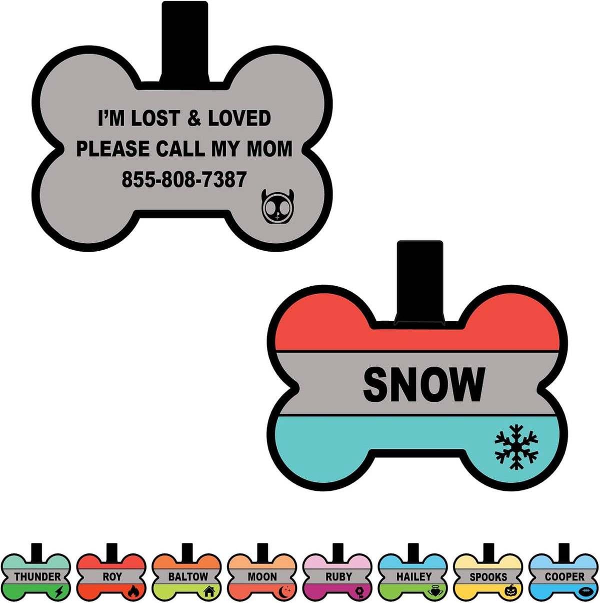 Silent Dog Tag Personalized with 5 Lines of Custom Deep Engraved Durable Soundless Silicone Pet ID Name Tag Bone Design Pink - Image 11