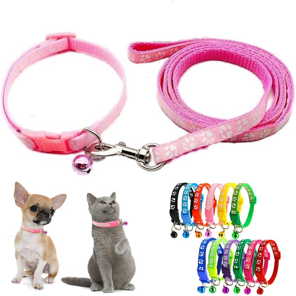 Green xs Dog Collar Leash Set, Puppy Collar Girl Reflectived Paw Print for XXS Xs Small Dog Cat Pet Animal Litter Tiny Kitten Boy Girls - Image 13