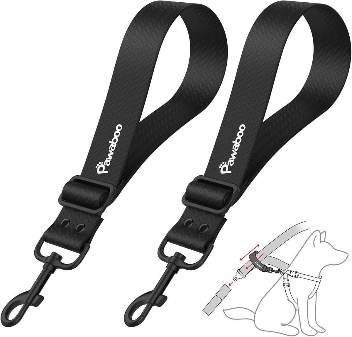 Pawaboo Dog Car Seatbelt, 20 in Adjustable Universal Pet Safety Belt, Chew-Proof Dogs Car Restraint with Adjustable Strap, PVC Shell Dog Seatbelt Harness, Dogs Leash with 360 degrees Hook, Black - Image 9