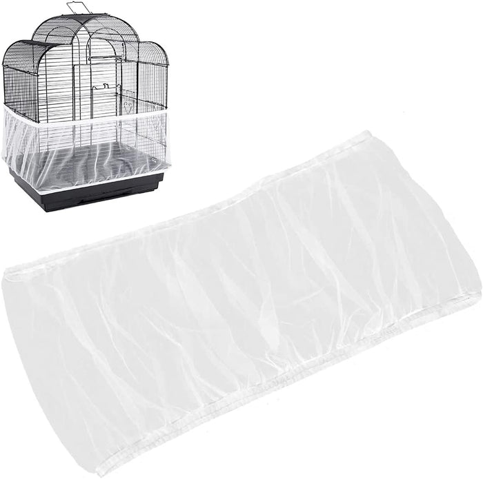 Universal Bird Cage Seed Catcher,Seed Catcher Guard Net Cover,Parrot Nylon Mesh Net Cover,Soft Airy Cage Net Stretchy Skirt for Round Square Cages - Image 1