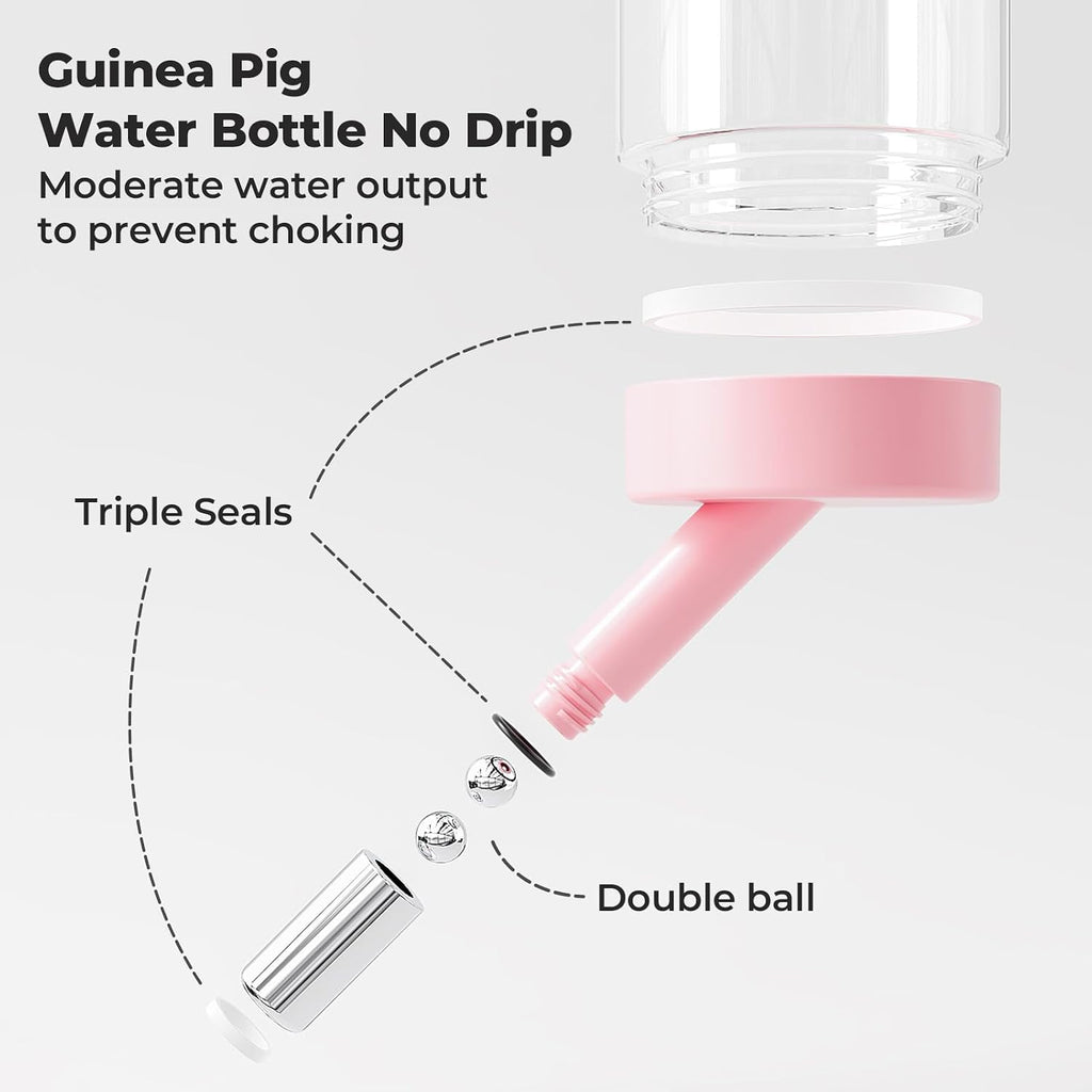 Guinea Pig Water Bottle No Drip - 4 oz Hamster Water Bottle for Glass Tank with Adjustable Stand, Leak Proof Small Animal Water Dispenser for Cage - Image 3