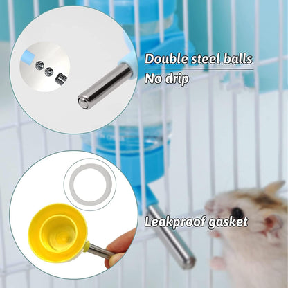 Hamster Water Bottle Small Animal Standing Water Dispenser Ceramic Base Cage Hanging Water Feeding Bottles Auto Dispenser for Hamster Guinea Pig Squirrel Rabbit Hedgehog (Pink) - Image 4