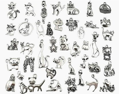 Detailed view of lead-free zinc alloy cat charms