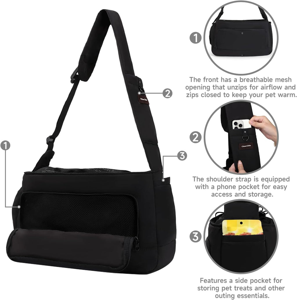 Pet sling carrier with breathable mesh for summer travel