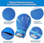 Breathable 3D mesh hand control gloves for preventing tube pulling in hospitals.