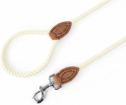 Premium braided cotton pet lead by Mile High Life showing the comfortable loop handle construction.