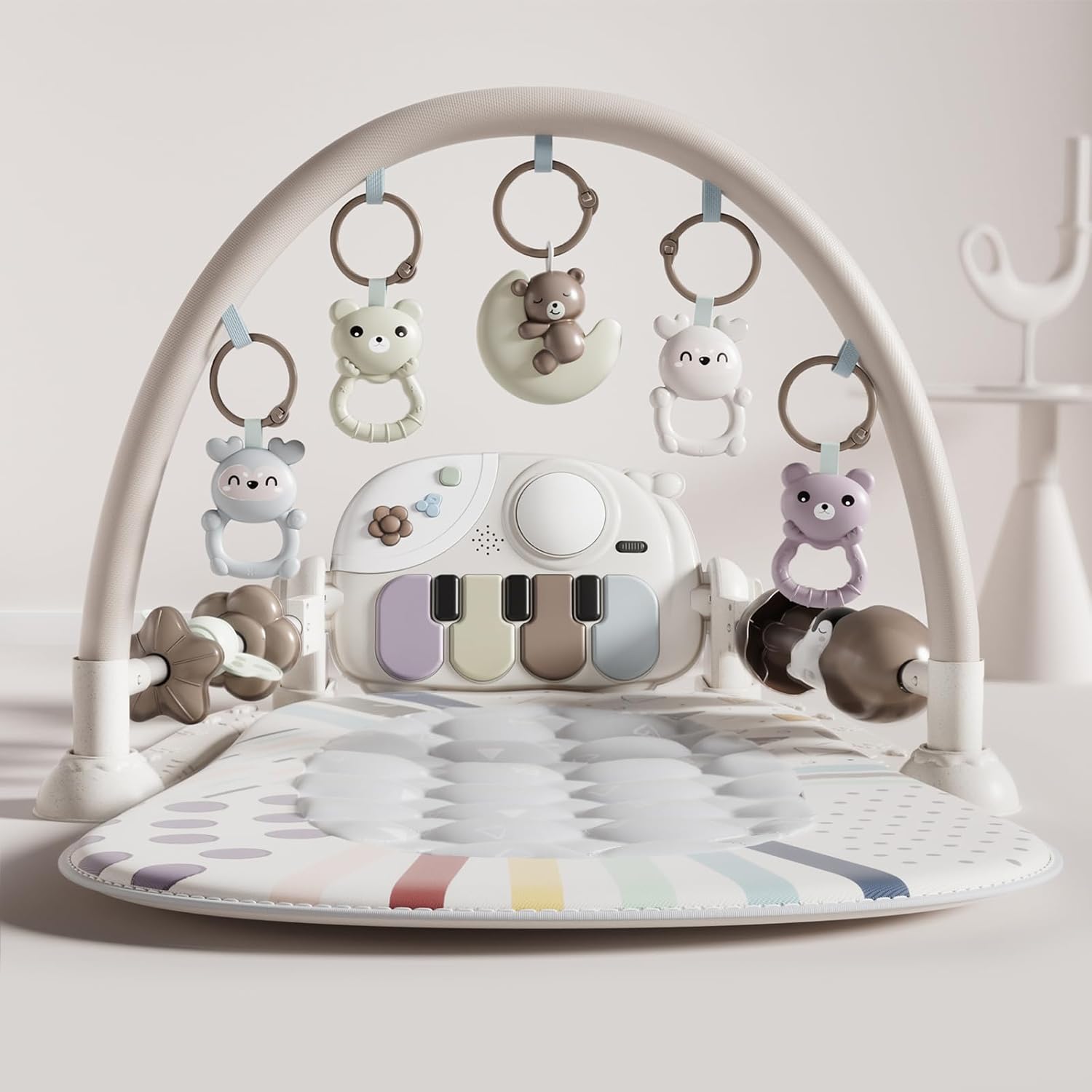 Jovow baby gym play mat front view with musical piano
