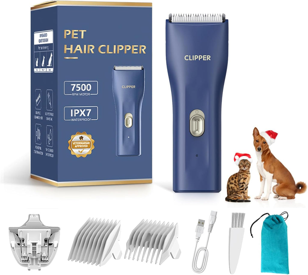 Founouly black professional dog grooming kit packaging contents.