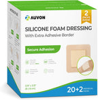 AUVON Silicone Foam Dressing front view package of wound care bandages