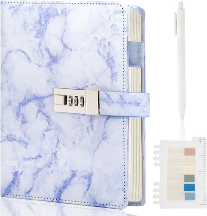 Kutoda marble diary with lock purple front view