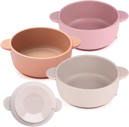 Eascrozn 3 pack baby bowls with suction base front view