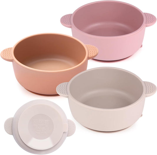 Eascrozn 3 pack baby bowls with suction base front view