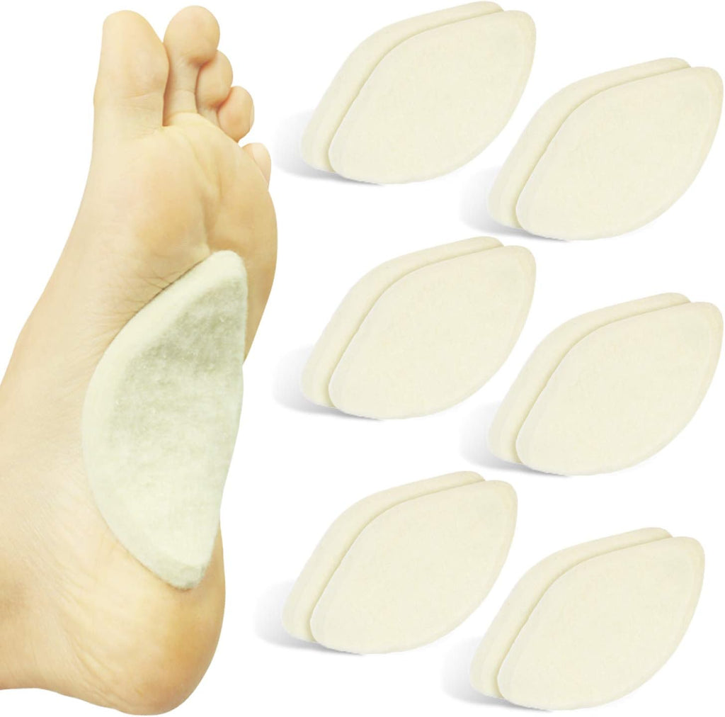 ViveSole Arch Support Pads 12 pack front view of white felt inserts.