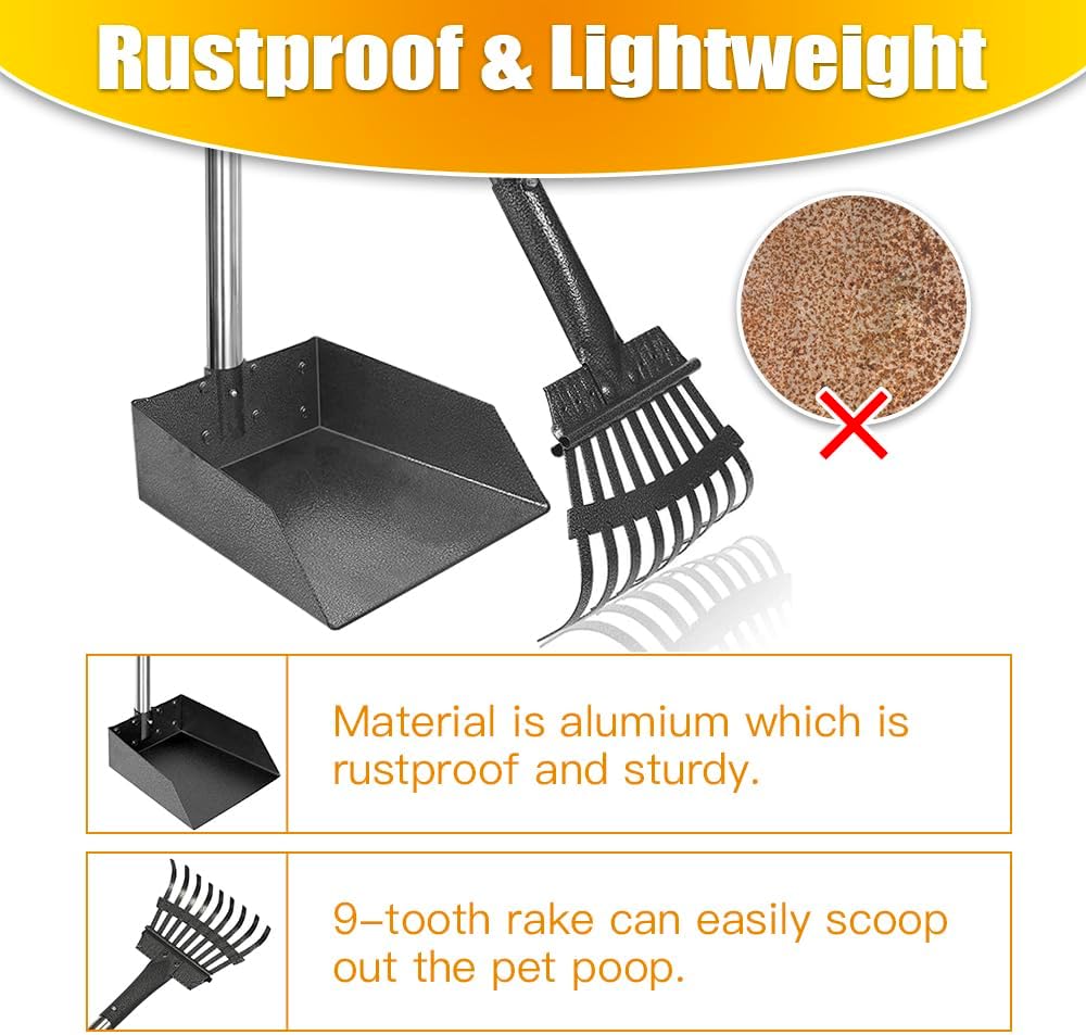 TOOGE heavy duty dog poop scooper interlocking handles showing compact storage option