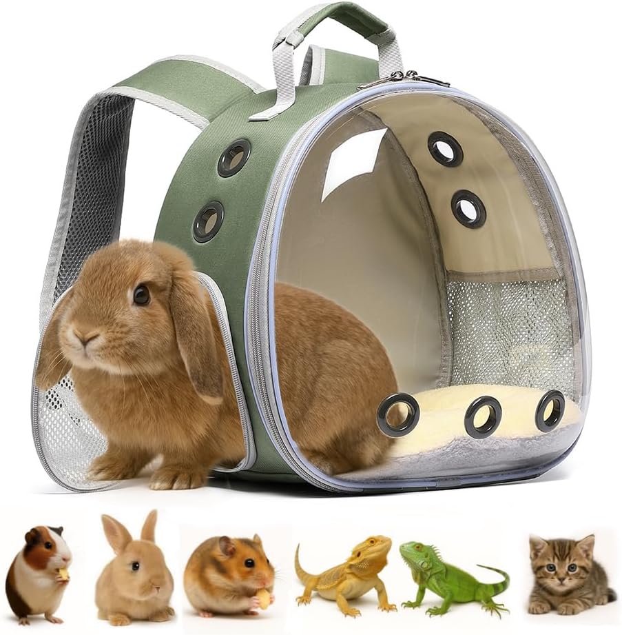 Bunny Carrier, Guinea Pig Carrier,Small Animal Carrier Backpack for Rabbit,Bearded Dragon, Lizard,Hamster,Kitten. Breathable Pet Travel Cage Bag Perfect for Vet Visits & Outdoor Adventures (Black) - Image 10