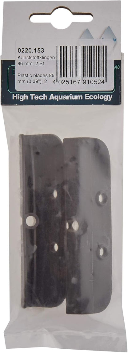 Close up view of the eighty six millimeter plastic scraper edge for aquarium magnet cleaning.