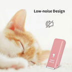 Grimgrow portable low noise cat shaver showing adjustable guide combs