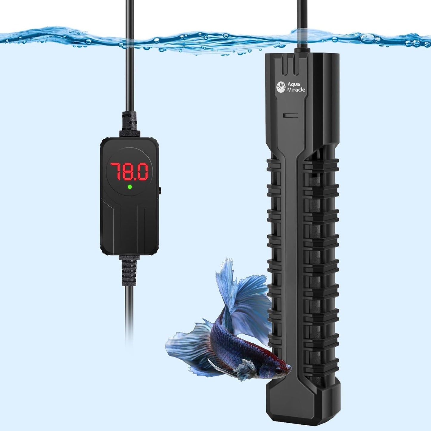 AquaMiracle Aquarium Heater, 200W Submersible Fish Tank Heater with LED Digital Display, Overheat Protection & Auto Power-Off When Out of Water, for Freshwater and Saltwater Fish Tanks (20-40 Gal) - Image 10