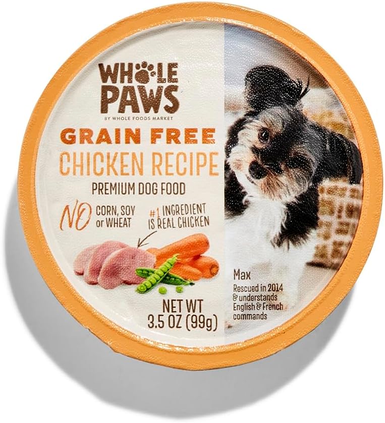 Authentic imported Whole Foods Market dog food single serving pack