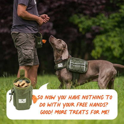 Inspector Tail dog fanny pack showing the hook and loop closure pocket for secure key and card storage