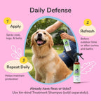 Dog being groomed with Kin+Kind natural repellent spray