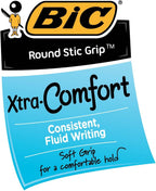 BIC Round Stic Grip Xtra Comfort Blue Ballpoint Pens, Medium Point (1.2mm), 12-Count Pack, Excellent Writing Pens With Soft Grip for Superb Comfort and Control - Image 3