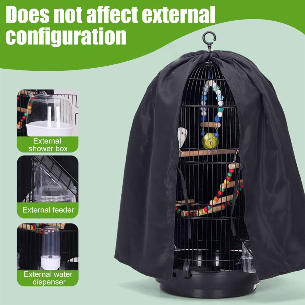 Dongker polyester pet bird cage cover draped on cylindrical cage