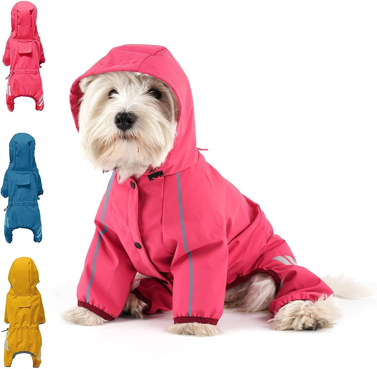 Dog Raincoat, Waterproof Dog Rain Jacket with Hood, Rain Coat with Leash Hole, Reflective Strap for Small Medium Dogs, Outdoor Adventures/Walking Lightweight Puppy (Blue,M) - Image 10