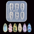 Lifoost nail art silicone mold front view showing six transparent 3D embossed cream chain patterns.