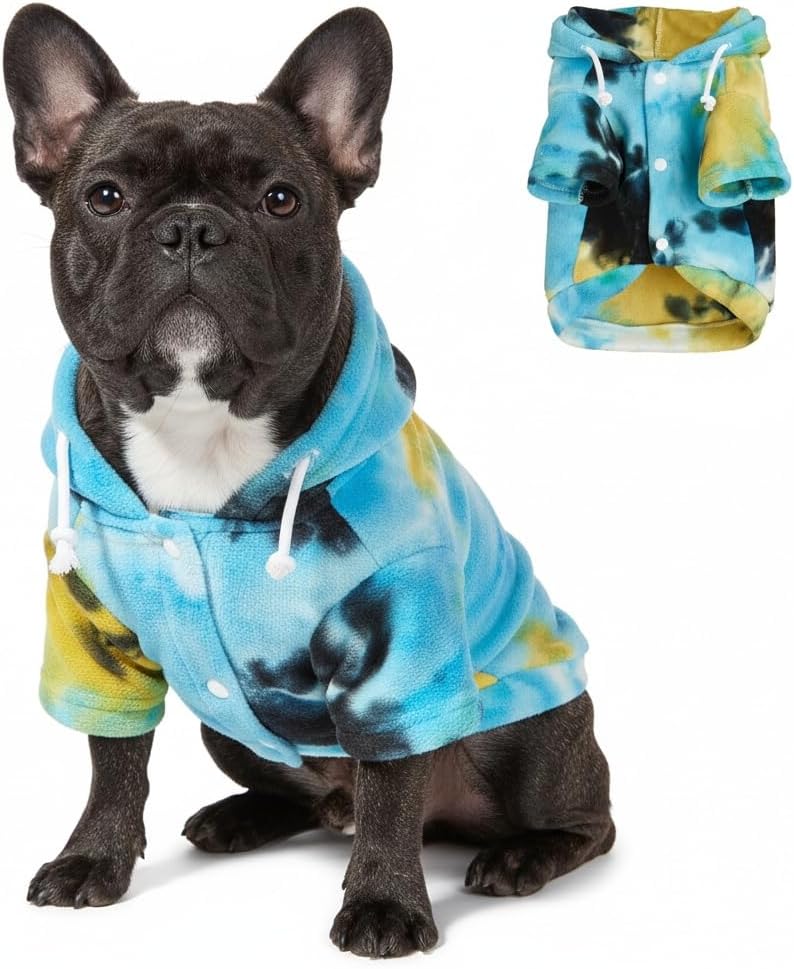 Mklhgty Tie Dye Dog Hoodie, Winter Coat for Small Dogs - Ultra-Soft Adjustable Warm Hood, Breathable Comfort Fabric for Daily Use - Image 12