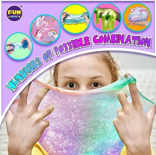 Children mixing non toxic slime ingredients using measuring cup and spoons from FUN KIDZ kit